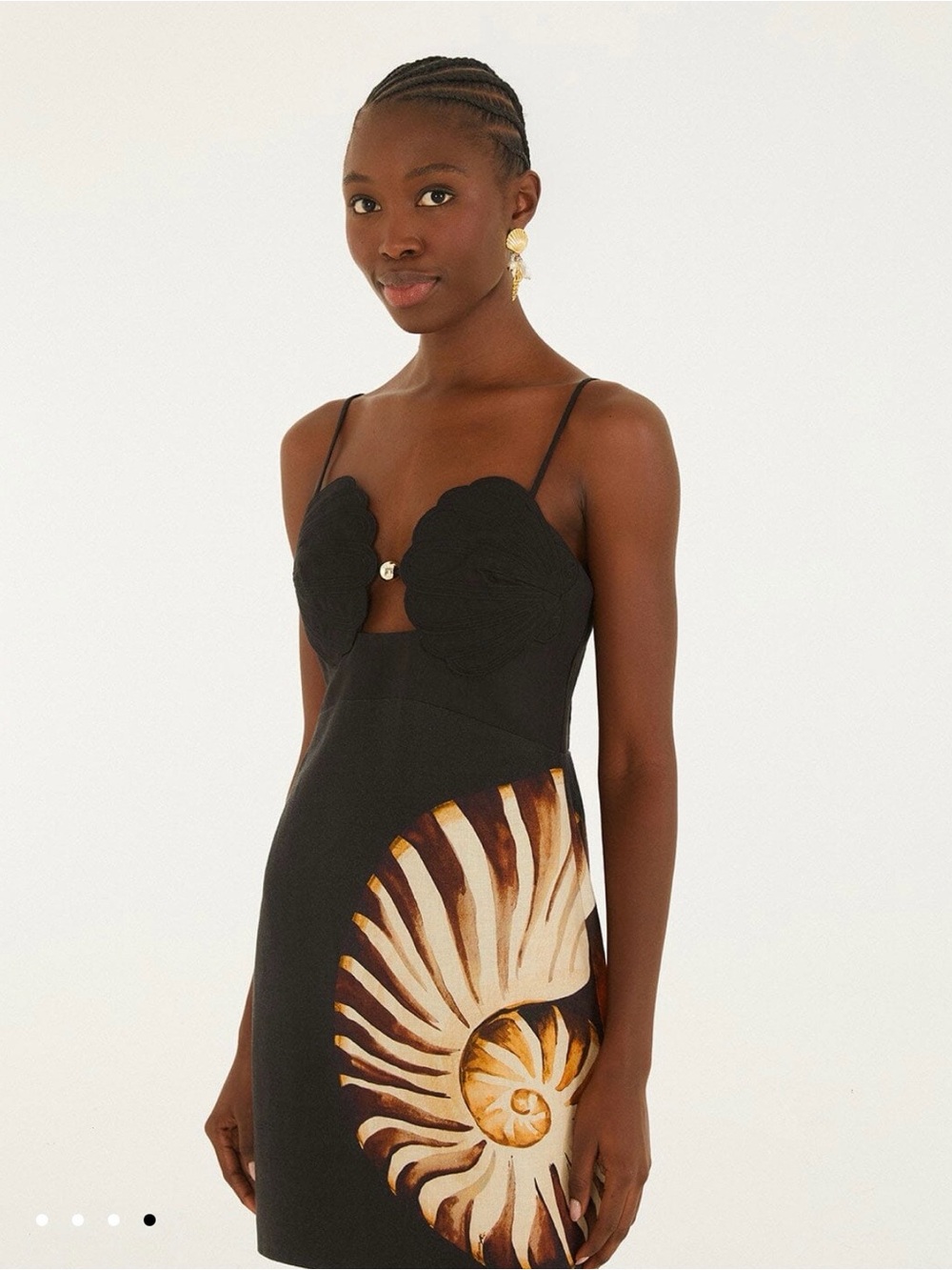 FARM Rio Black Ammonite Mini Dress with Gold Shell Bodice - Picture 4 of 6